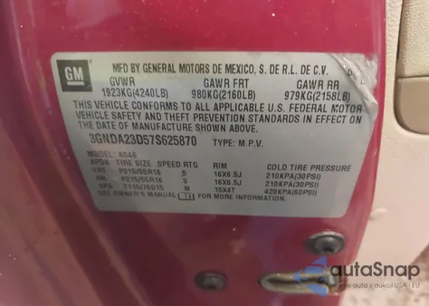 2007 Chevrolet Hhr Lt from USA, damaged, VIN 3GNDA23D57S625870